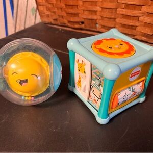 Fisher-Price Activity Cube and Roller Ball - Light Blue and Yellow
